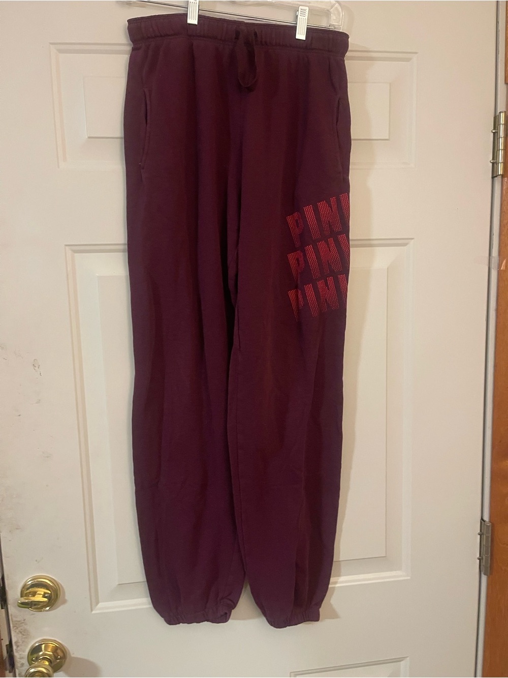 PINK Women's  XS Fleece Jogger Pants Drawstring Elastic Waist Pockets